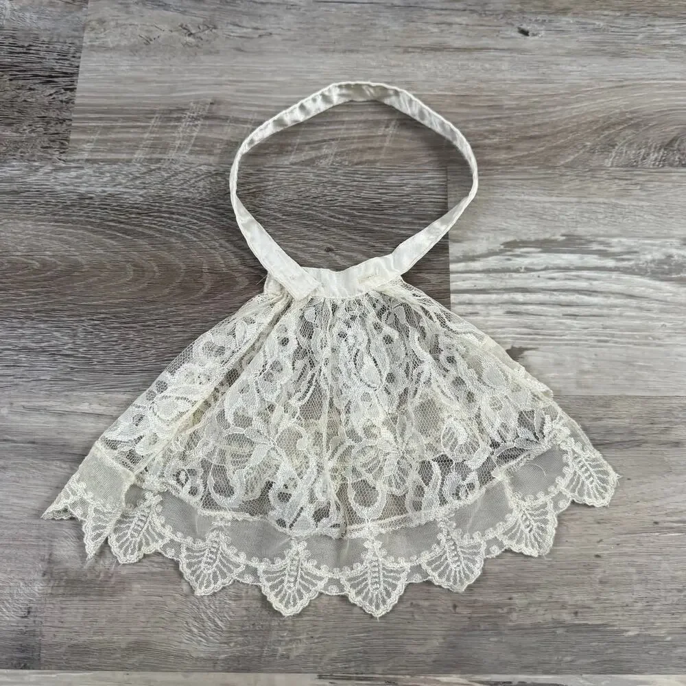 Vintage Lace Collar Capelet Ivory Sheer Ruffle Coquette Fairycore